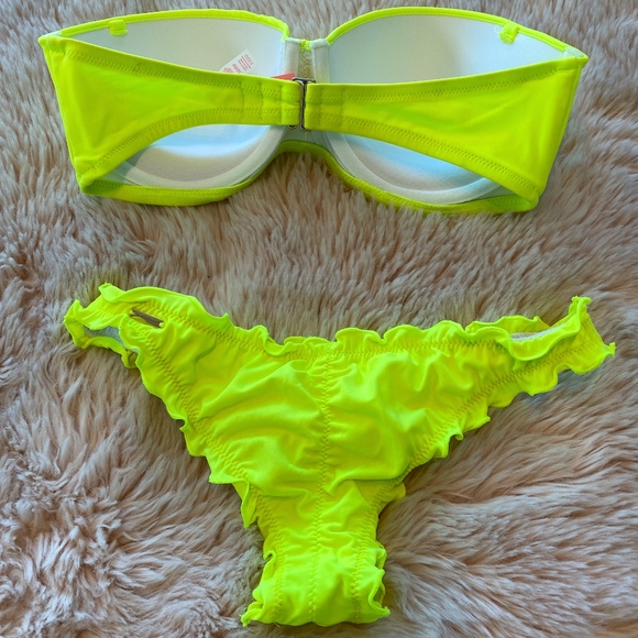 Neon yellow bikini Victorias Secret ruched bottom - Picture 6 of 8